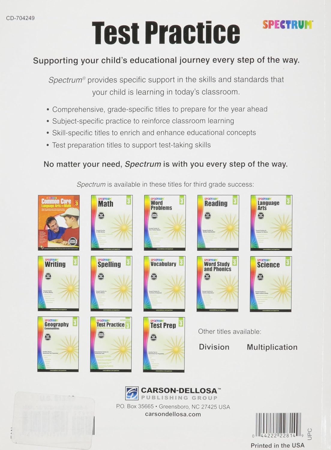 Spectrum Test Practice Workbook, Grade 3