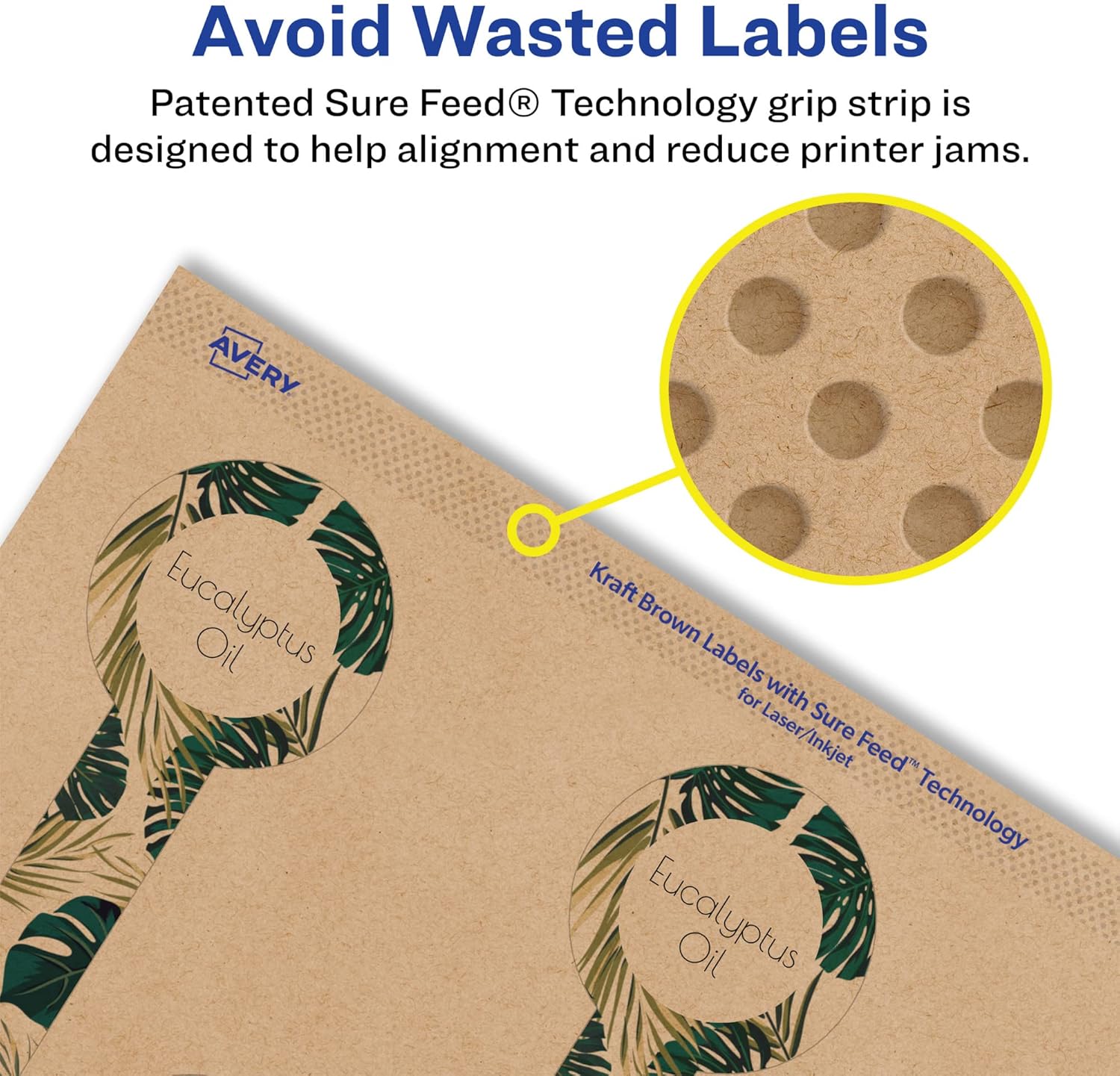 Avery Kraft Brown Lollipop Labels, Sure Feed Technology, 1.5" x 4", Print-to-The-Edge, Laser/Inkjet Printable