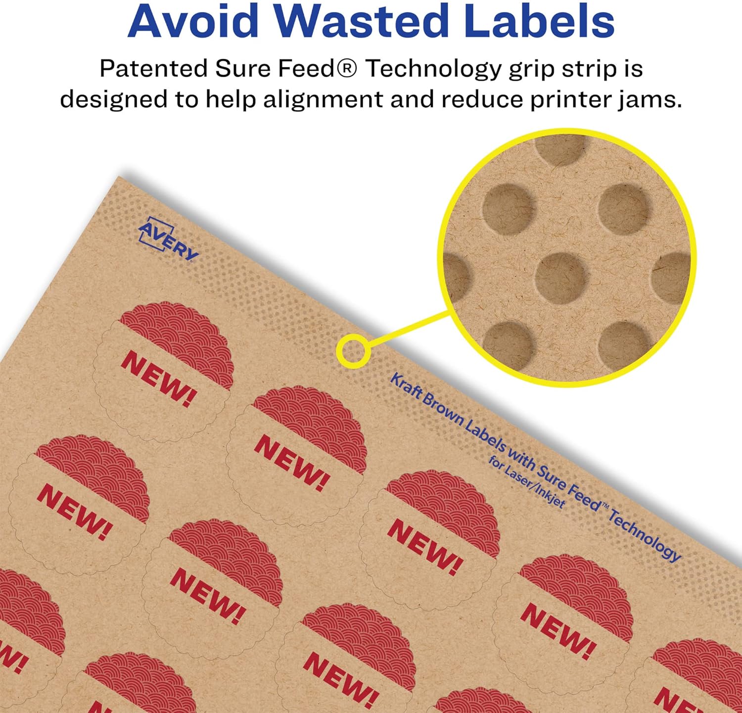 Avery Kraft Brown Starburst Labels, Sure Feed Technology, 1", 720 Kraft Brown Labels, Print-to-The-Edge