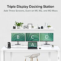 Plugable USB-C Triple Monitor Docking Station: 13-in-1 Laptop Dock with 100W Charging for Mac (DisplayLink Driver Required)
