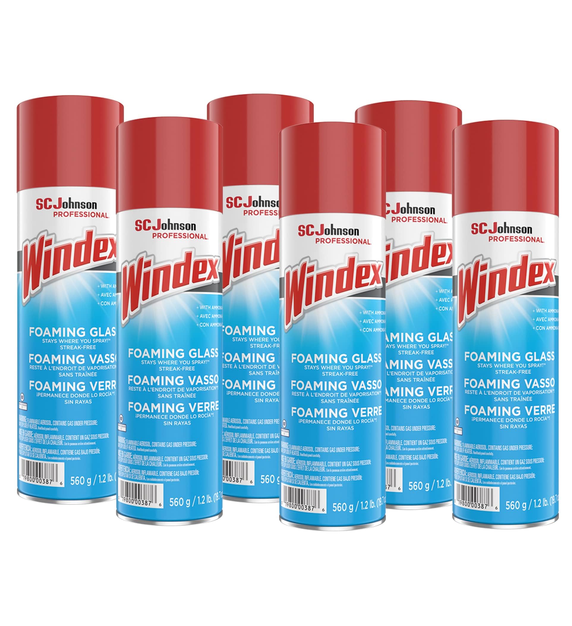 Windex Foaming Glass Cleaner - 19.7 fl oz (0.6 quart) - Streak-free, Versatile, Drip-free - White - 1 Each