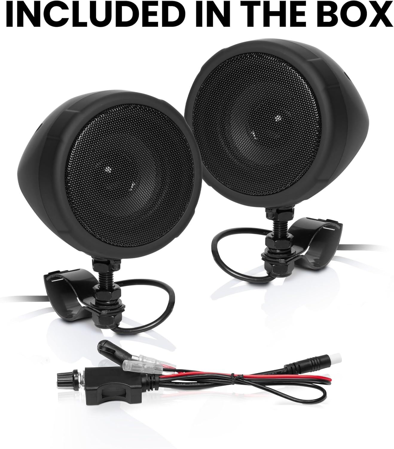 BOSS Audio Systems MCBK425BA 3 Inch Motorcycle Speakers – Built-in Bluetooth Amplifier, Weatherproof, Volume Control