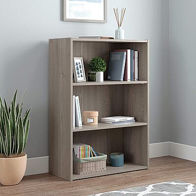 Sauder Beginnings 3-Shelf Bookcase with Adjustable Shelves