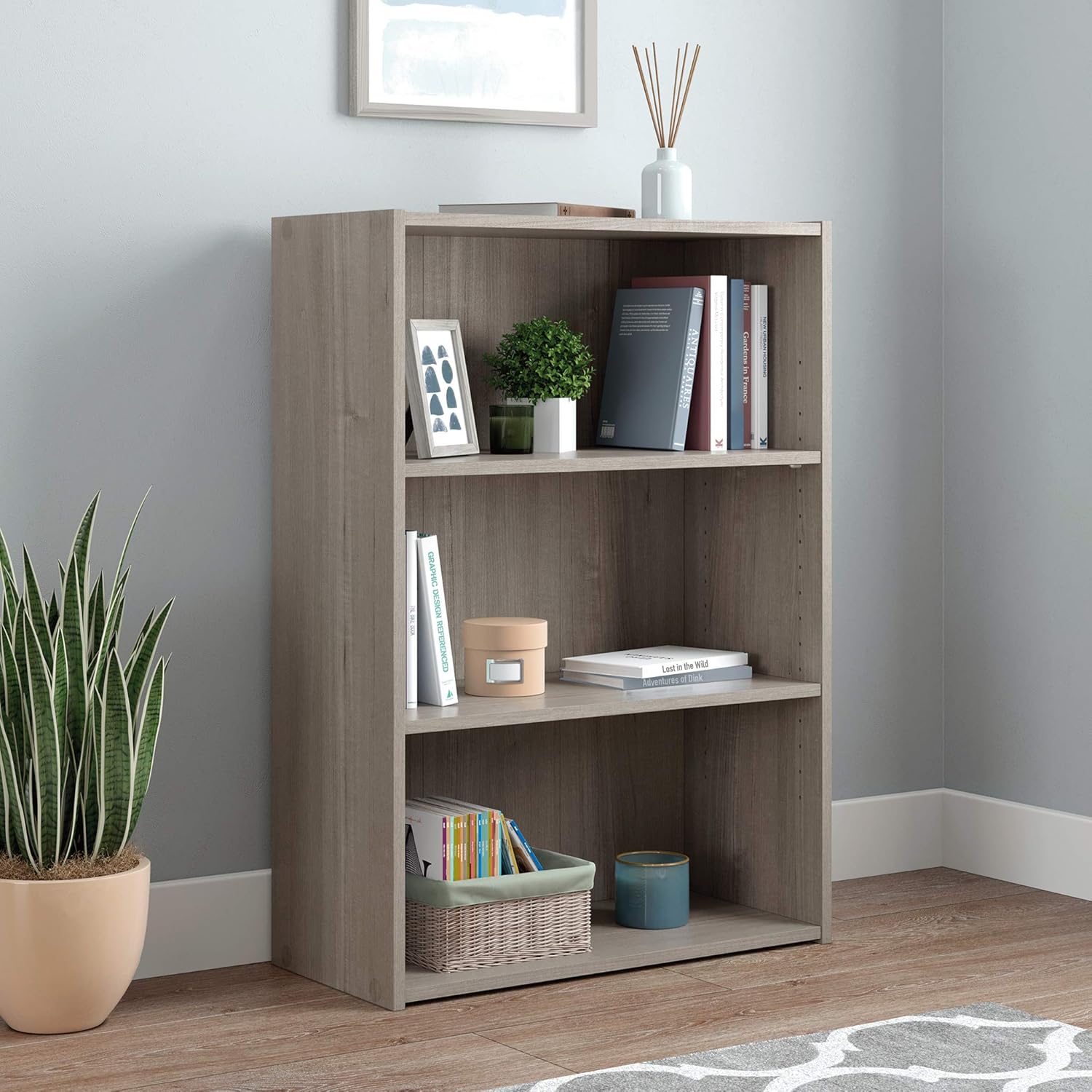Sauder Beginnings 3-Shelf Bookcase with Adjustable Shelves