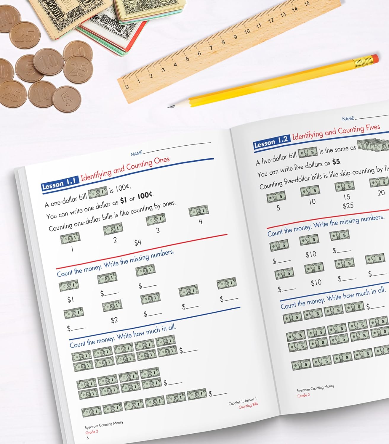 Spectrum Counting Money 2nd Grade Workbook, Math Book for Kids Ages 7 to 8, Word Problems With Coins and Bills