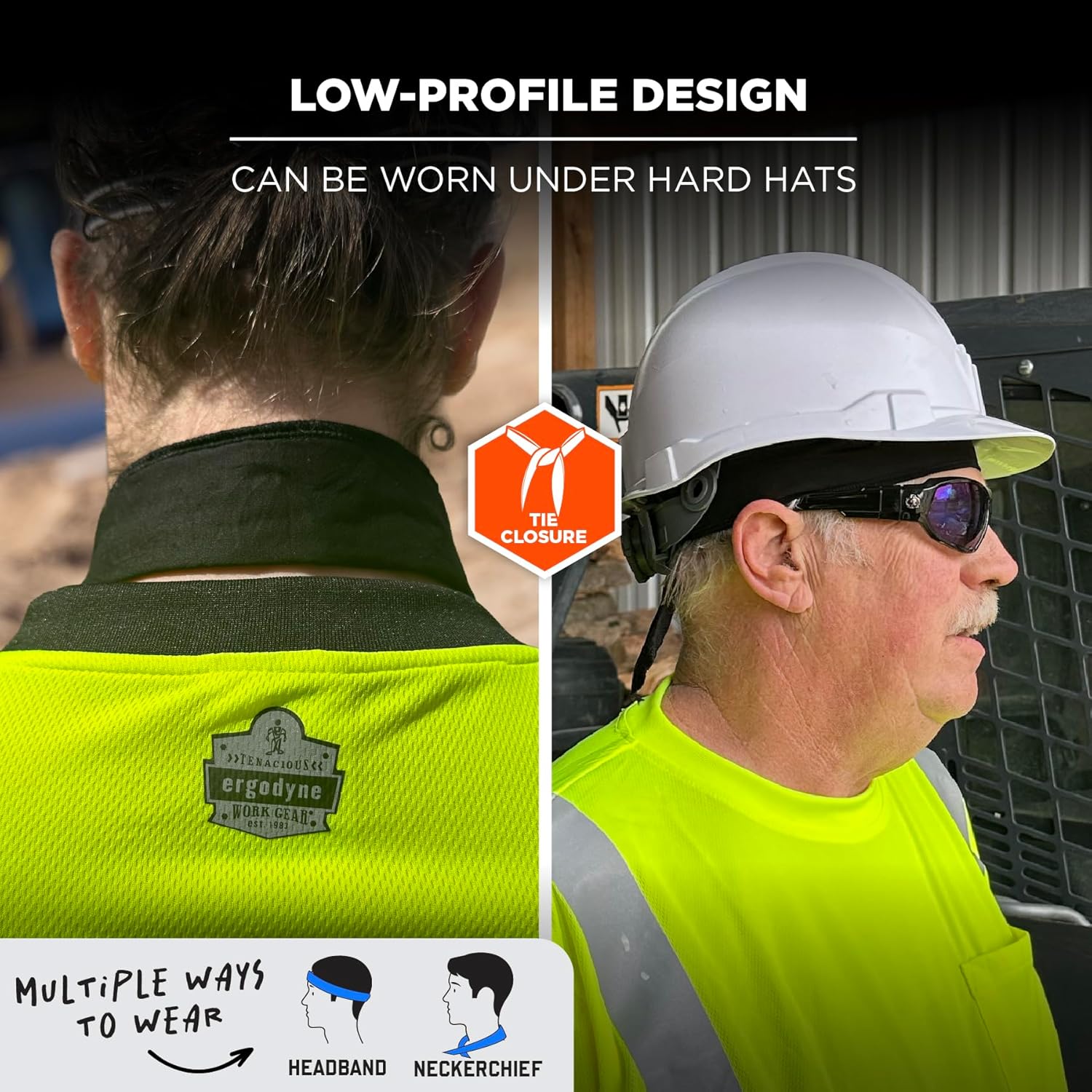 Ergodyne Chill-Its 6702 Evaporative Cooling Bandanas, Black, Pack Of 12 Bandanas