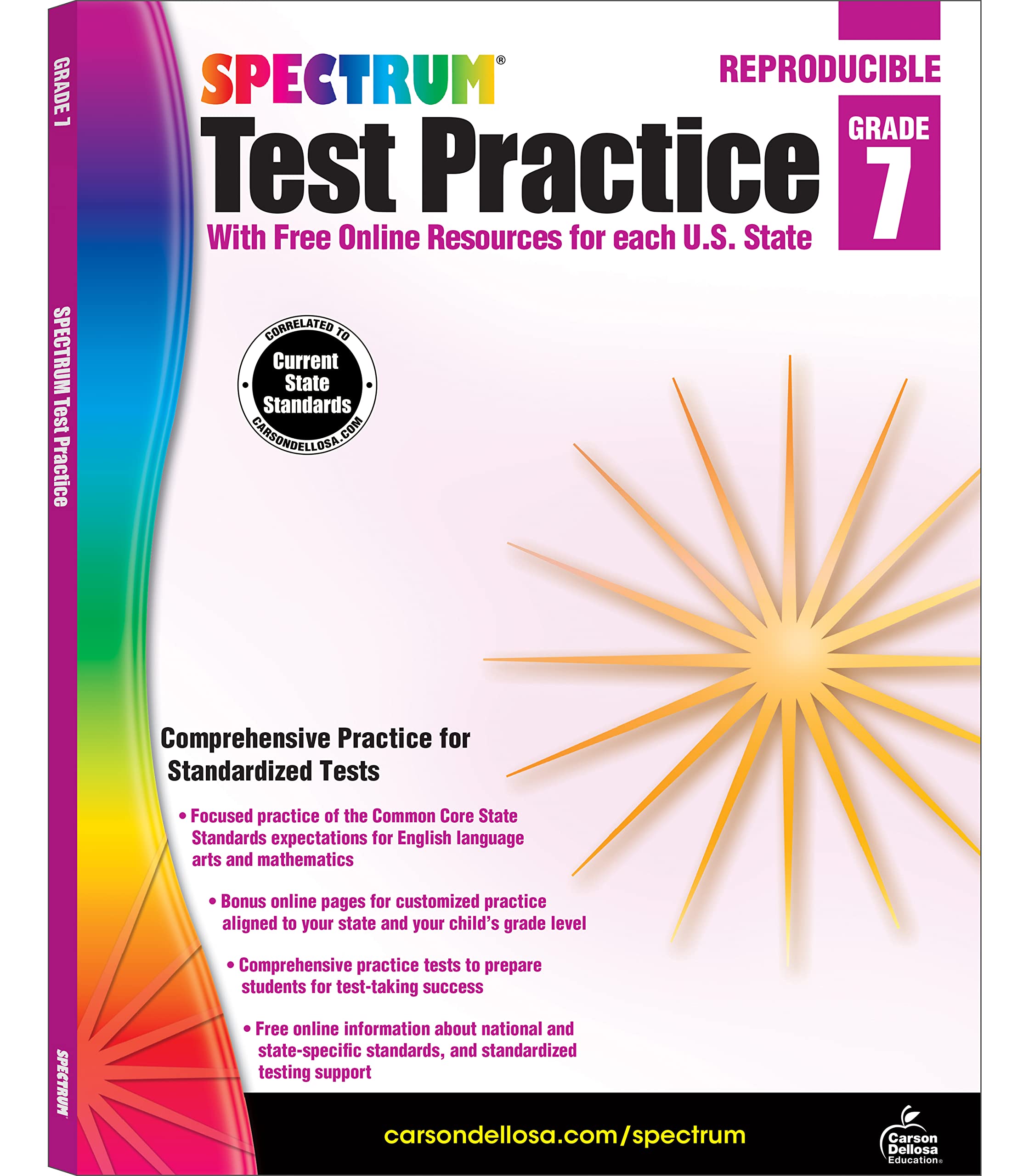 Spectrum 7th Grade Test Practice Workbooks All Subjects, Ages 12 to 13, Grade 7 Test Practice, Language Arts