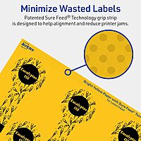 Avery Printable Lollipop Labels with Sure Feed Technology, 1.5" x 4", Bright Yellow