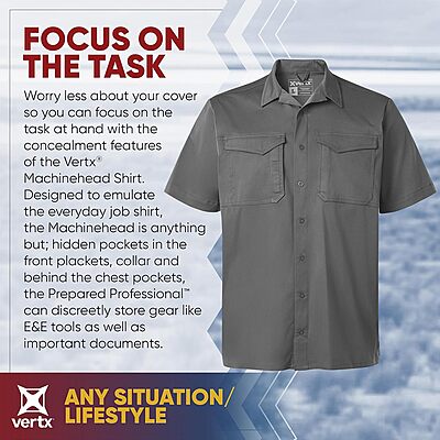Vertx Machinehead Shirt Short Sleeve with Pockets for Police,Security,Tactical Operations Gear