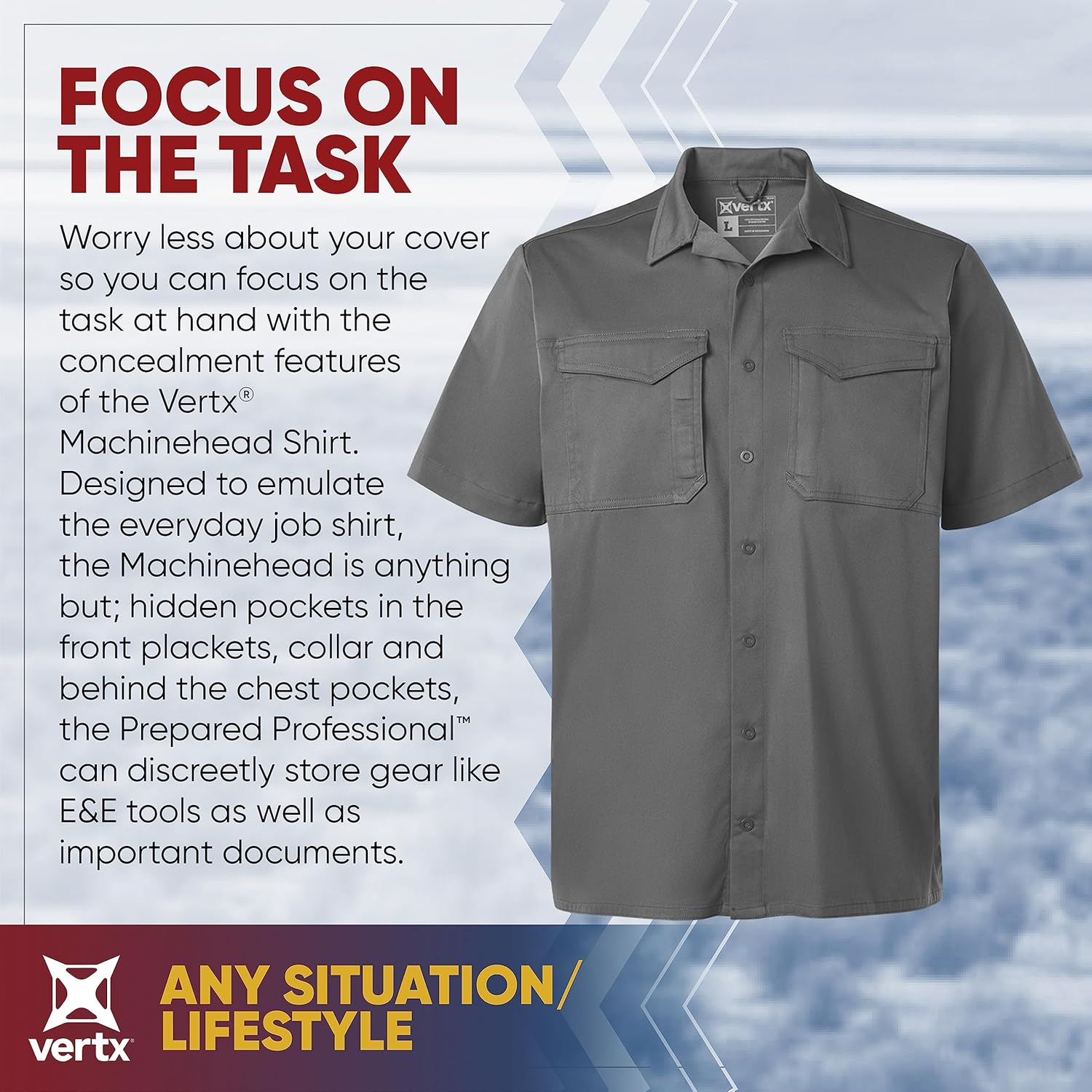 Vertx Machinehead Shirt Short Sleeve with Pockets for Police,Security,Tactical Operations Gear