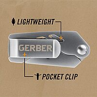 Gerber Gear EAB Lite Utility Pocket Knife Box Cutter Blade with Money Clip - 1.5" Blade Length Folding Knife - EDC Gear and Equipment - Stainless Steel
