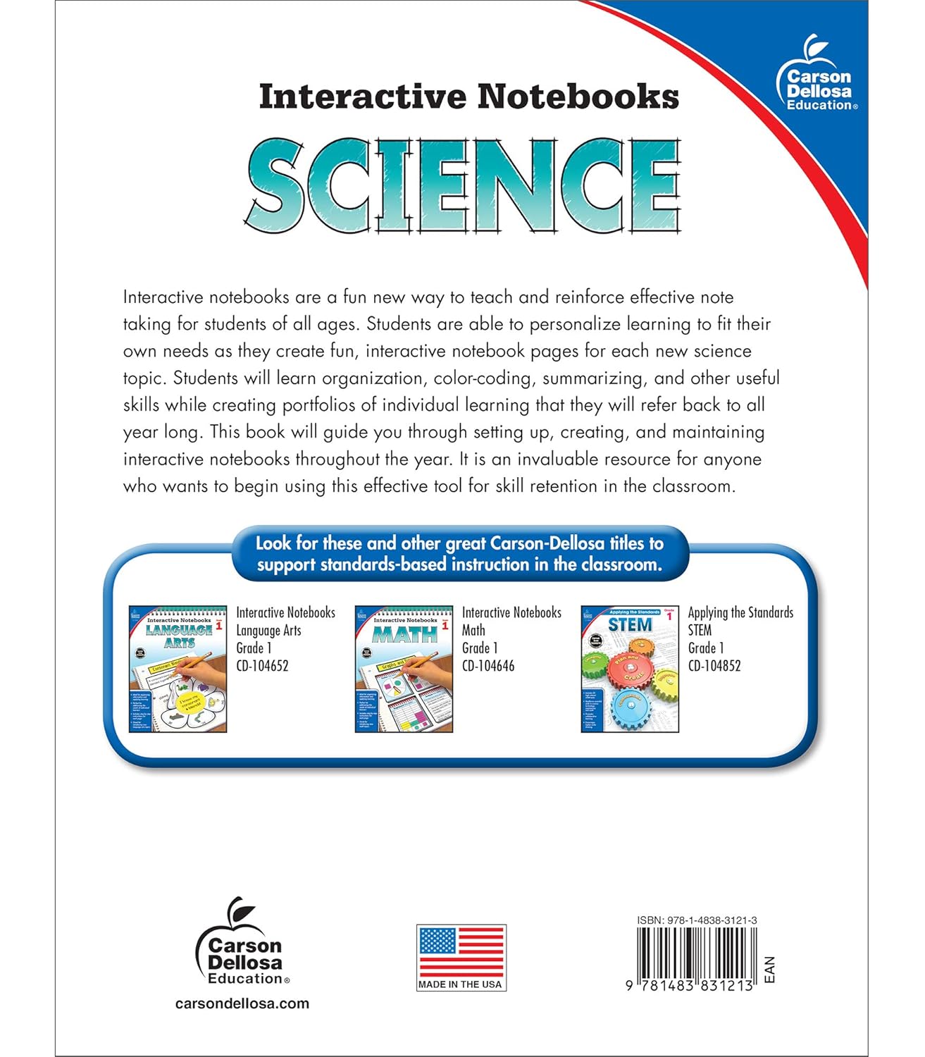 Carson Dellosa 1st Grade Interactive Notebooks, Reproducible Workbook Covering Physical, Space, and Earth Science