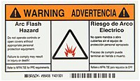 Brady 99456 3.5" x 6", B-302 High Performance Polyester, Black and Orange on White Arc Flash Label