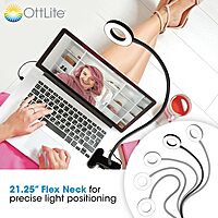 OttLite® Wellness Series Capture Clip-On LED Ring Light, 25"H, 11.5W, Black
