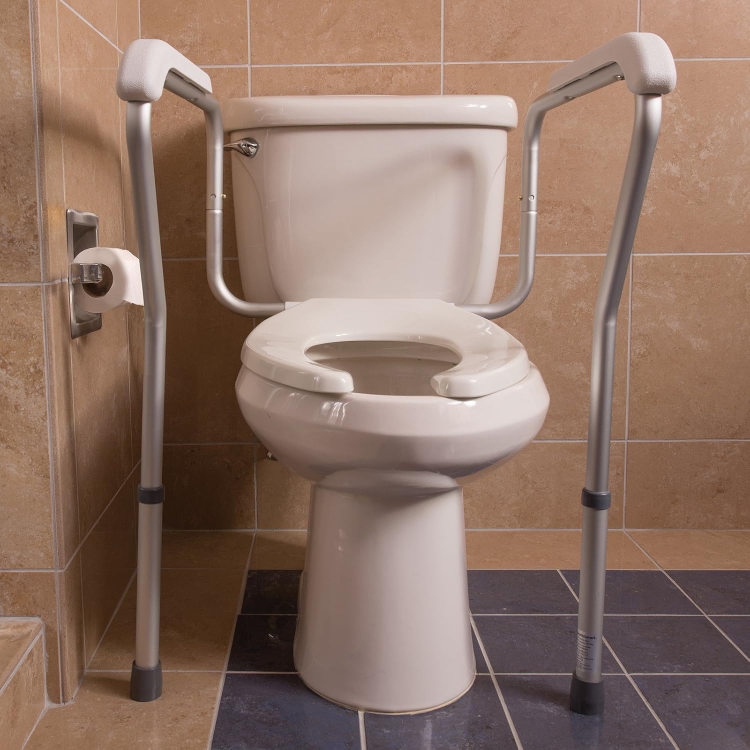 HealthSmart Adjustable Germ-Free Toilet Rails Safety Arms, 12inH x 27inW x 24inD, White