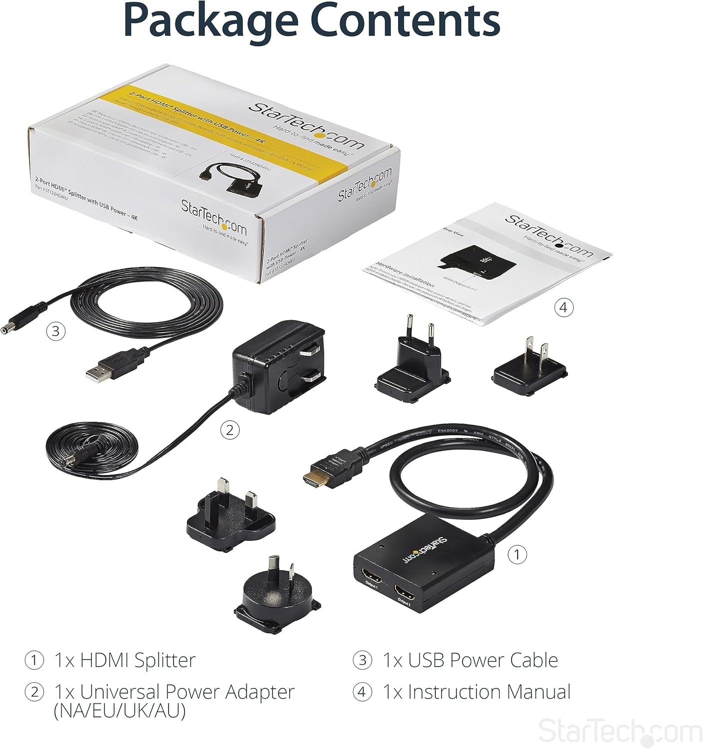 StarTech.com 2-Port HDMI Splitter (1 In 2 Out)