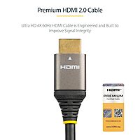 StarTech.com Premium Certified HDMI 2.0 Cable - High Speed with Ethernet, Ultra HD 4K 60Hz