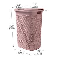 Mind Reader 60L Slim Laundry Hamper with Lid, Wicker-Style Plastic