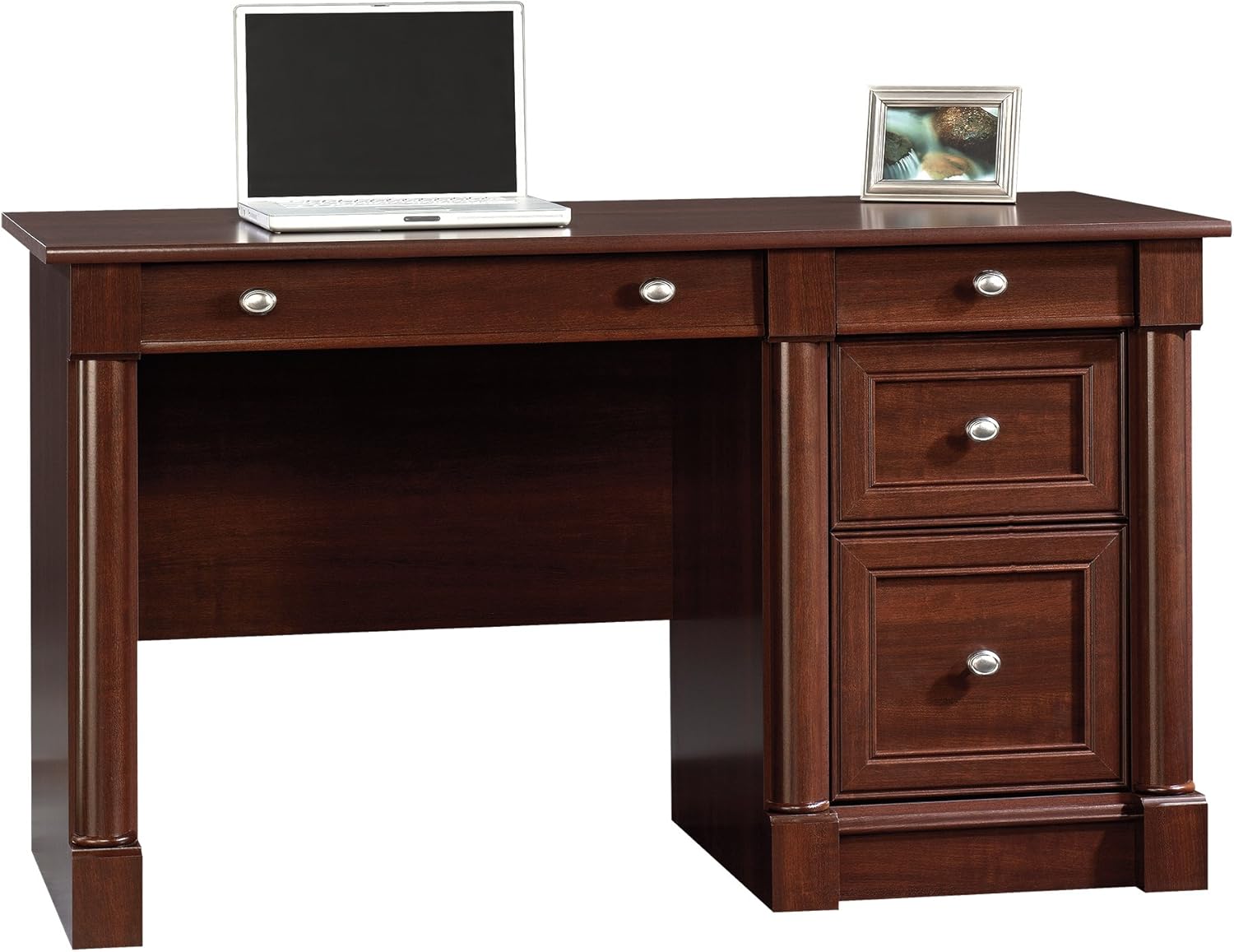 Sauder Palladia Computer Desk with Drawers, Home Office Desk with File Cabinet Storage Drawer - Management, Keyboard Tray