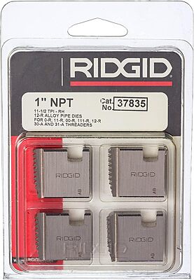 RIDGID 37835 Manual Threader Pipe Dies, Right-Handed Alloy NPT Pipe Dies with Nominal Pipe Size of 1-Inch for Ratchet