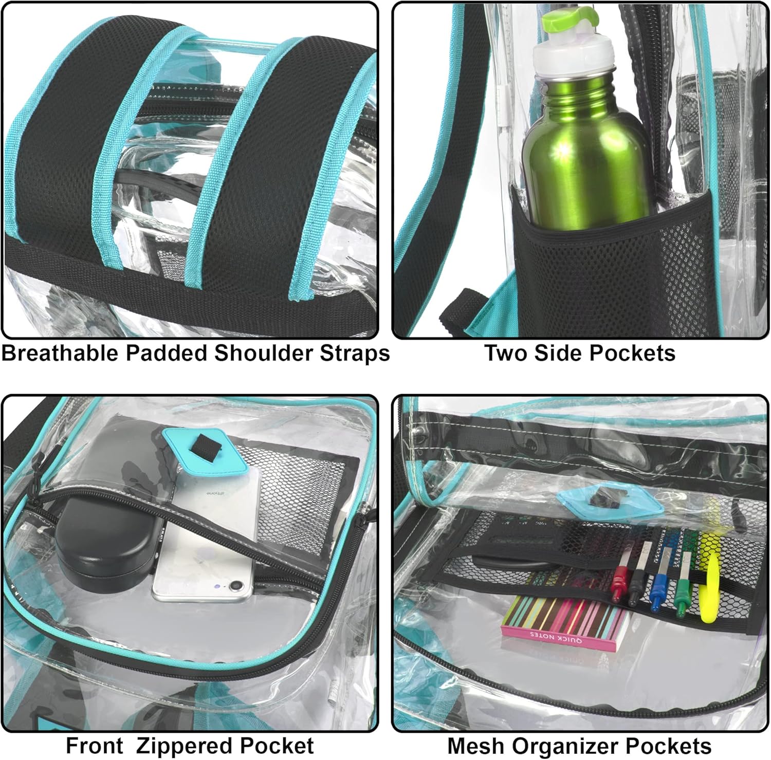 Trailmaker Clear Waterproof Stadium-Approved Backpack with Water Bottle Holder