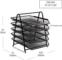 Mind Reader 5-Tier Paper Tray, Desktop Organizer, File Storage, Office, Metal Mesh, 11.75"L x 14"W x 14.5"H, Black