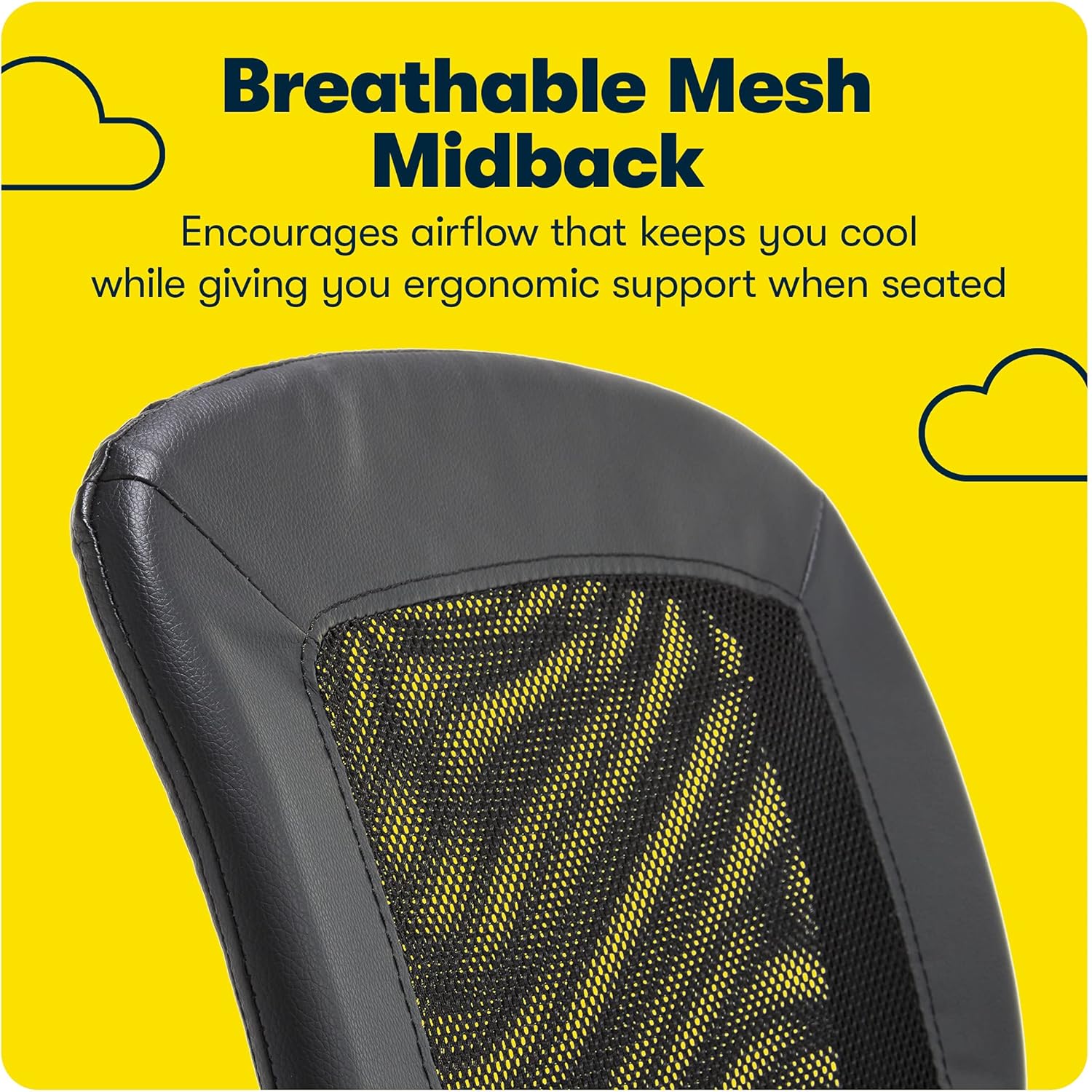 Serta Essentials Mid-Back Computer Chair, Faux Leather and Mesh