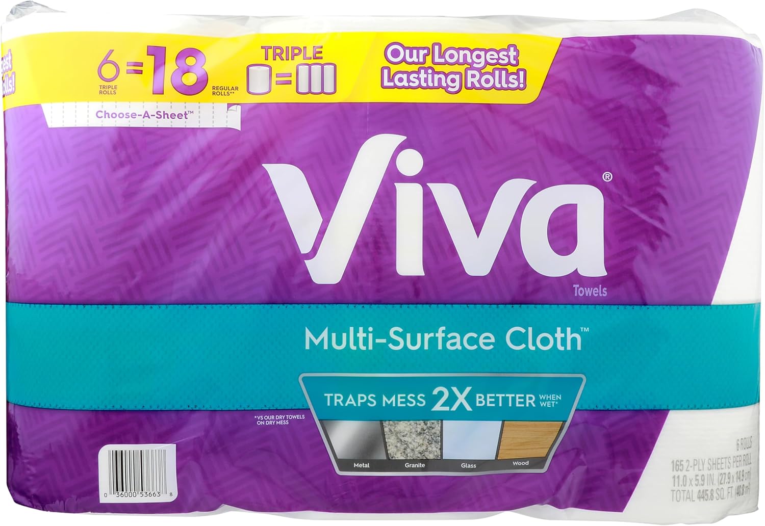 Viva Choose-A-Sheet Paper Towels, White, 165 Sheets Per Roll, Pack Of 6 Rolls