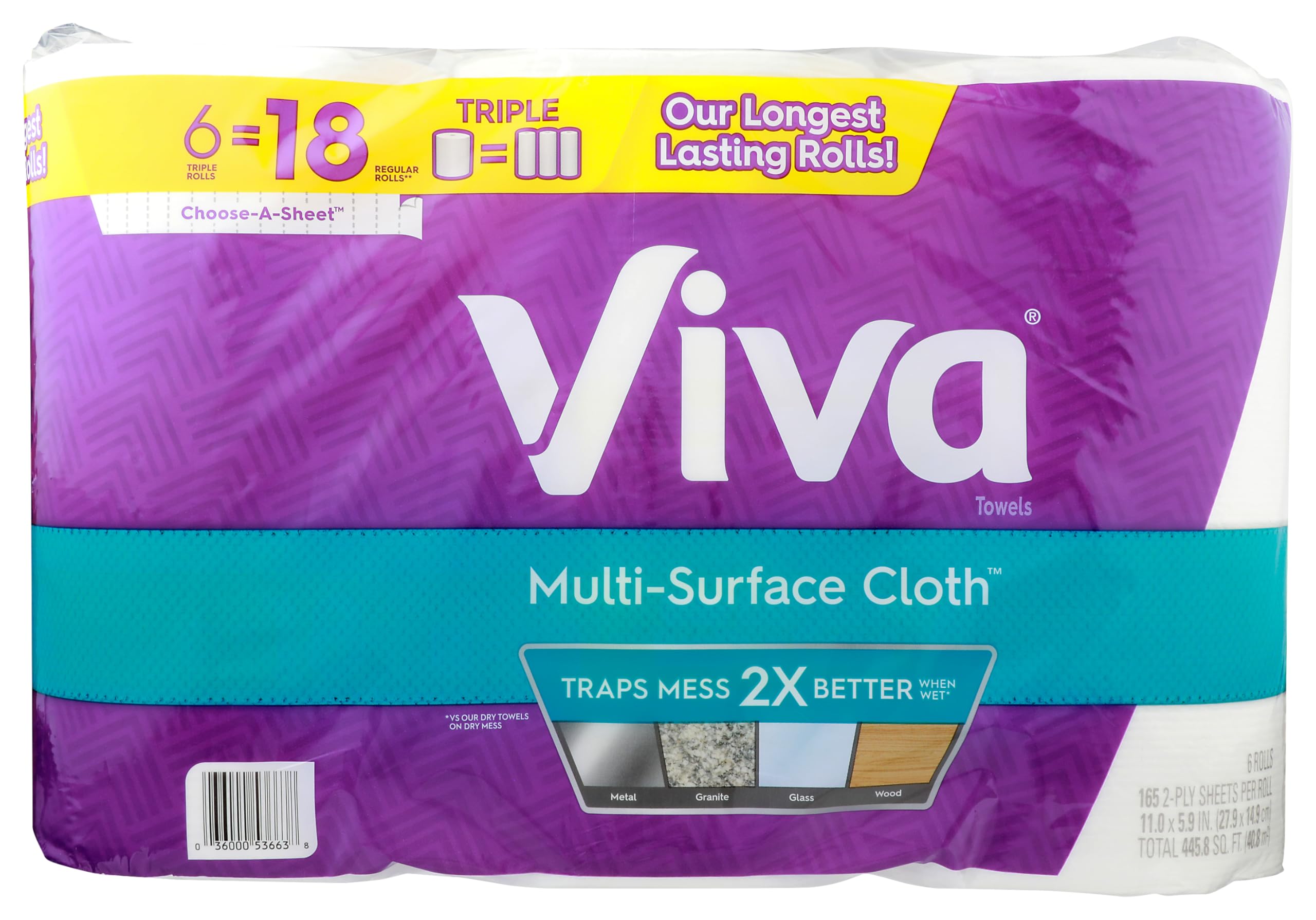 Viva Choose-A-Sheet Paper Towels, White, 165 Sheets Per Roll, Pack Of 6 Rolls