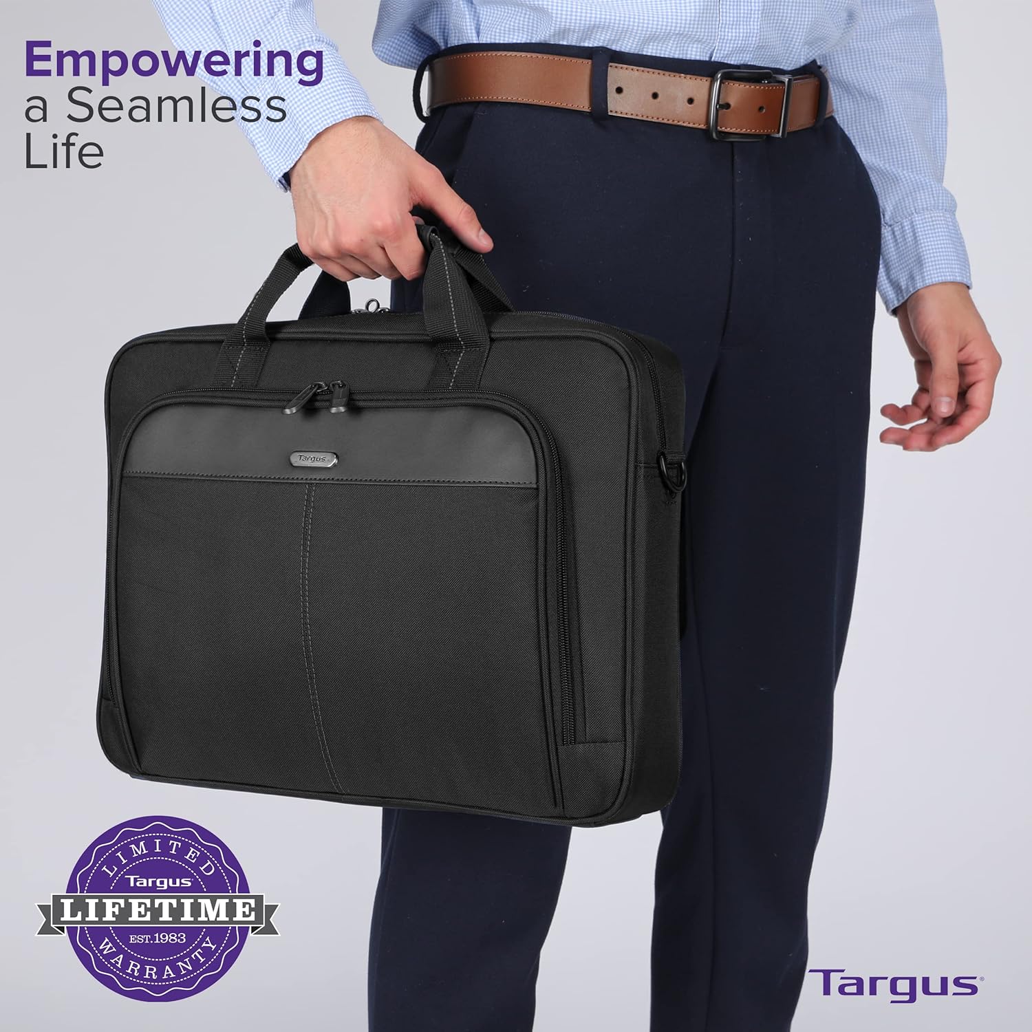 Targus unisex-adult Slim Briefcase With Crossbody Shoulder Bag 16 inch Black