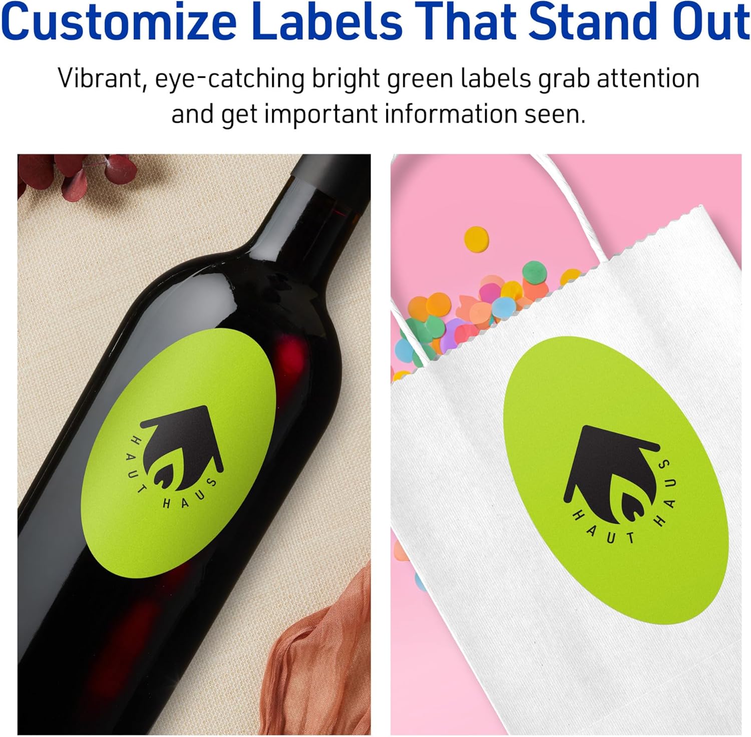 Avery Printable Oval Labels, Sure Feed Technology, 4" x 6", Bright Green, Print-to-The-Edge, Laser/Inkjet