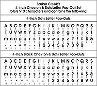 Barker Creek Letter Pop-Out Set of 2, 4" Dots & 4" Black Chevron & Dots, Mixed-Design, 255 Upper and Lowercase Letters, Numbers, Punctuation Marks in Each of 2 Designs, 510 Characters Total (4301)