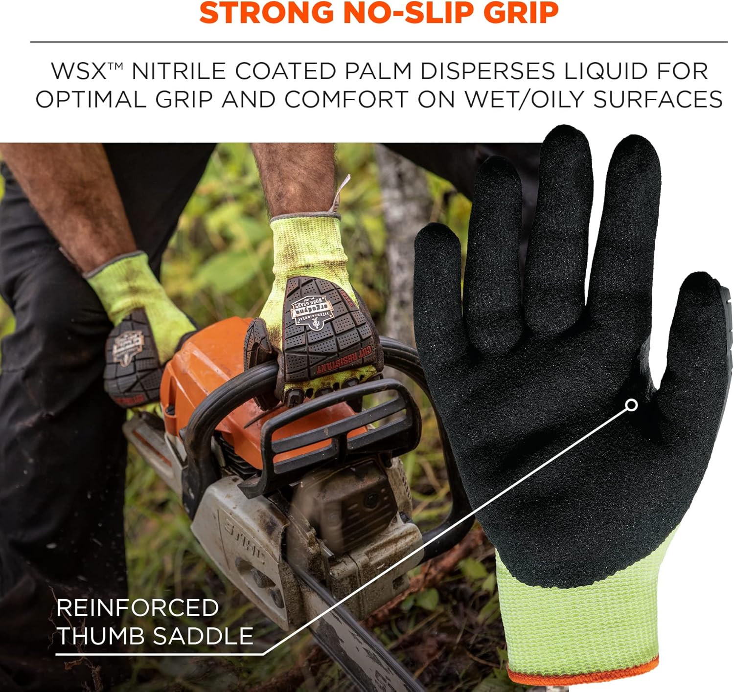 Ergodyne ProFlex 7141 Hi-Vis Nitrile-Coated DIR Level 4 Cut-Resistant Gloves