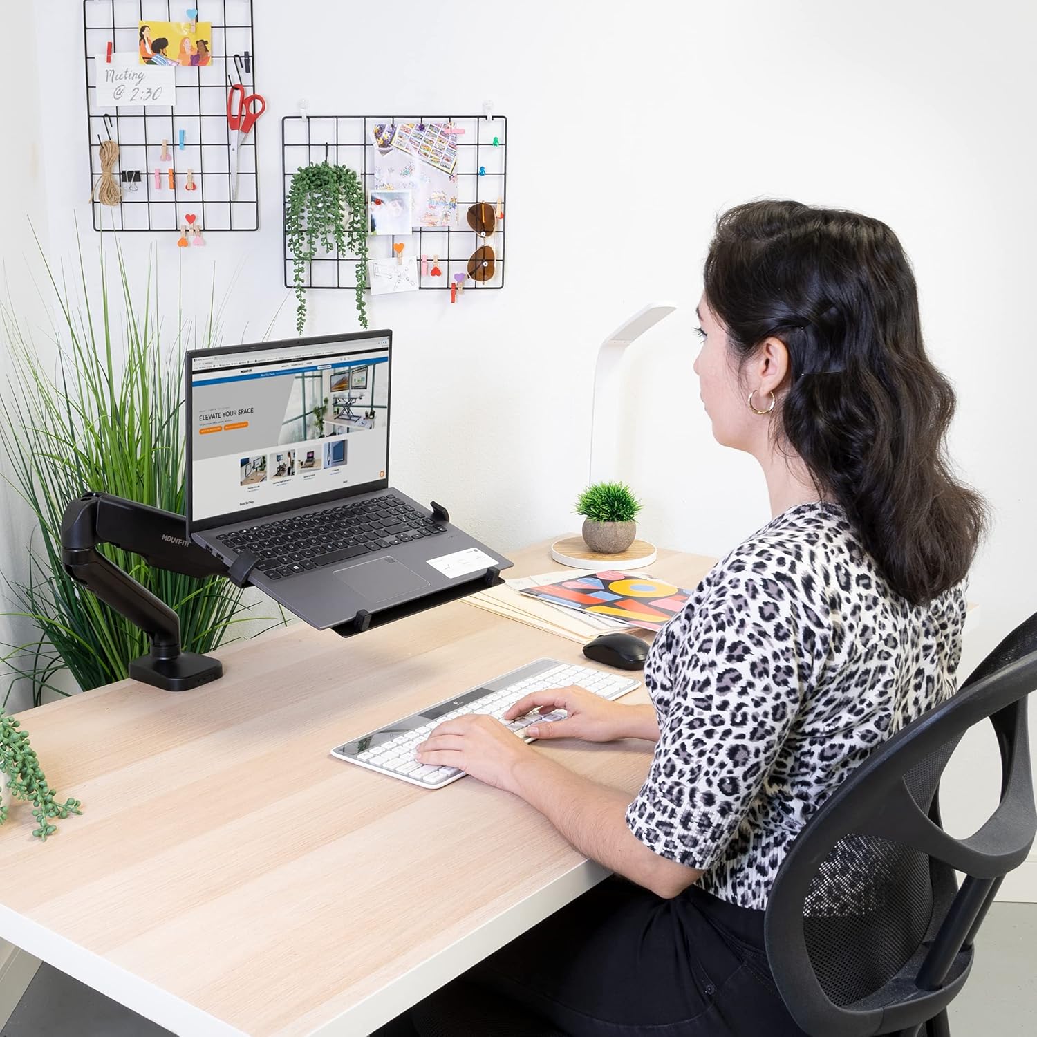 Mount-It! Height Adjustable Laptop and Monitor Desk Mount
