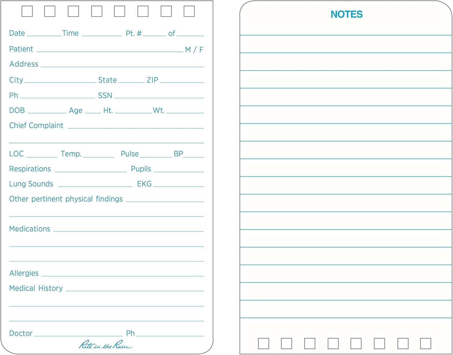 Rite in the Rain Weatherproof EMS Notebook, 3" x 5", Yellow Cover, Vital Stats Pages (No. 112) 1 Pack