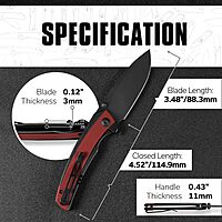 CIVIVI Teraxe Pocket Knife for EDC, 3.48-in Nitro-V Blade One Size Burgundy