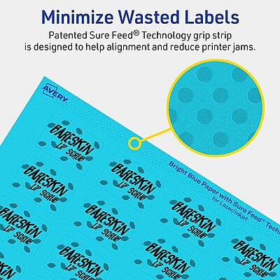 Avery Printable Rectangle Labels, Sure Feed Technology, 1" x 1-1/2", Bright Blue Labels, Print-to-The-Edge, Laser/Inkjet Printable, 320 Total, Great for Jars and More 320 labels
