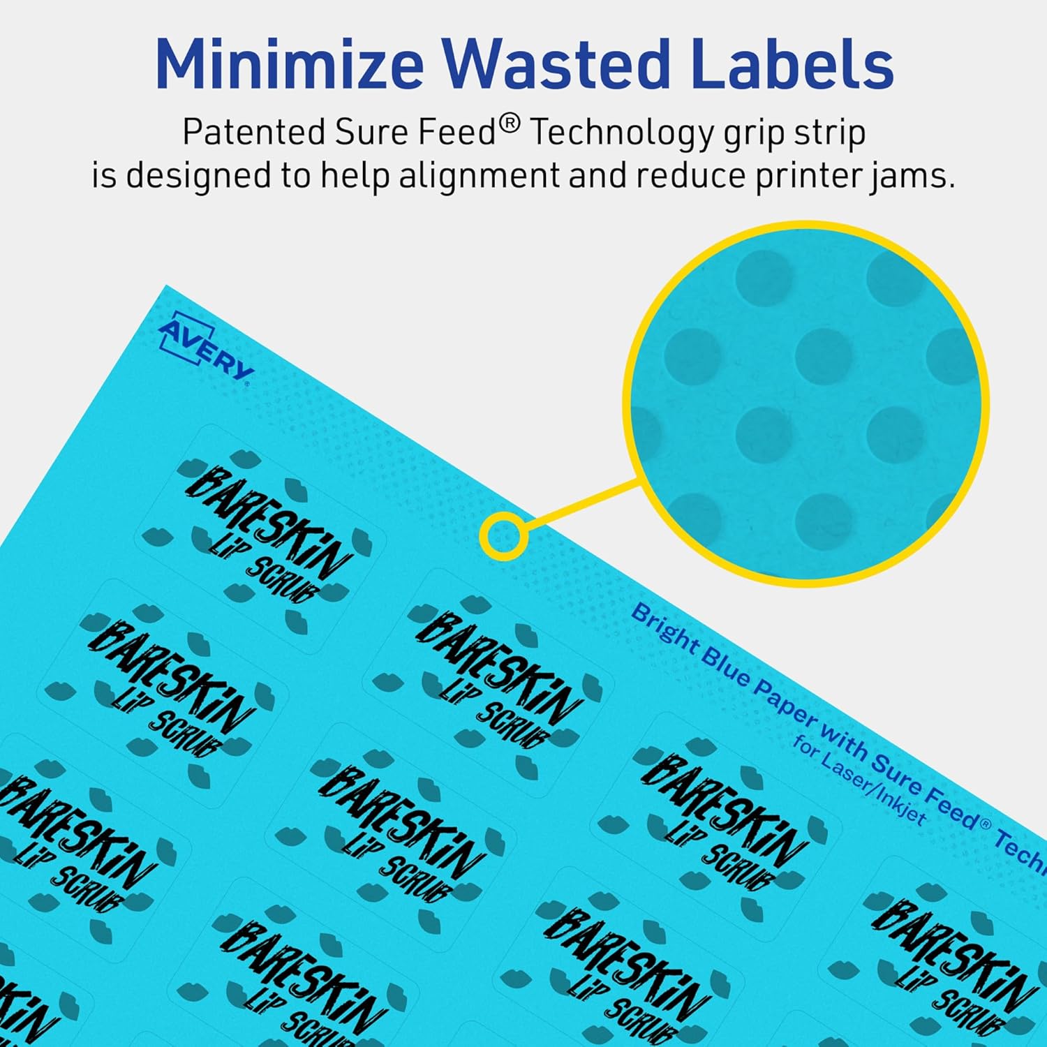 Avery Printable Rectangle Labels, Sure Feed Technology, 1" x 1-1/2", Bright Blue Labels, Print-to-The-Edge