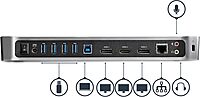 StarTech.com Triple Monitor USB 3.0 Docking Station, 2x 4K DisplayPort & HDMI, USB Type A Universal Laptop Dock, Windows/Mac, TAA