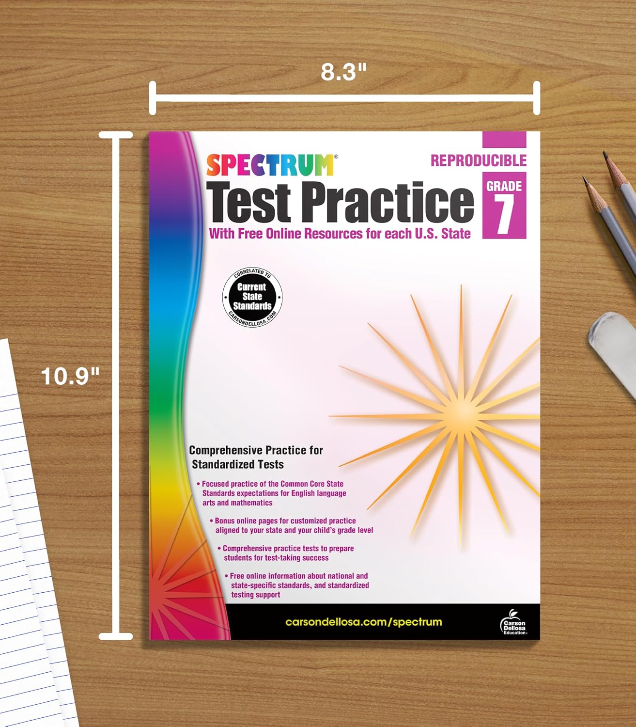 Spectrum 7th Grade Test Practice Workbooks All Subjects, Ages 12 to 13, Grade 7 Test Practice, Language Arts