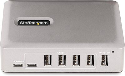 StarTech.com 7-Port USB-C Hub - 5X USB-A/2x USB-C - Self-Powered with65W Power Supply - USB 3.1 10Gbps