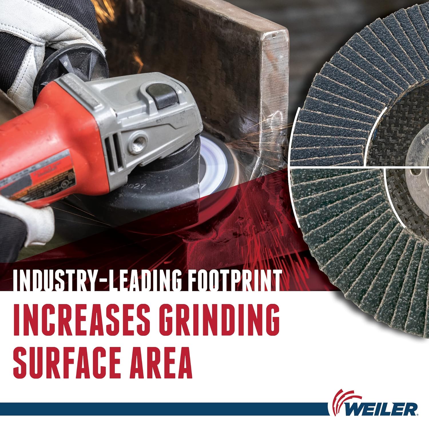 Weiler 51168 Tiger Paw XHD Super High Density Abrasive Flap Disc, Type 27 Flat Style, Phenolic Backing, Zirconia Alumina