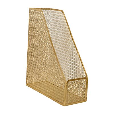 Martha Stewart Ryder Mesh Metal Single-Slot Magazine File Holder Desktop Organizer, 11-1/2inH x 3-3/4inW x 9-3/4inD, Gold