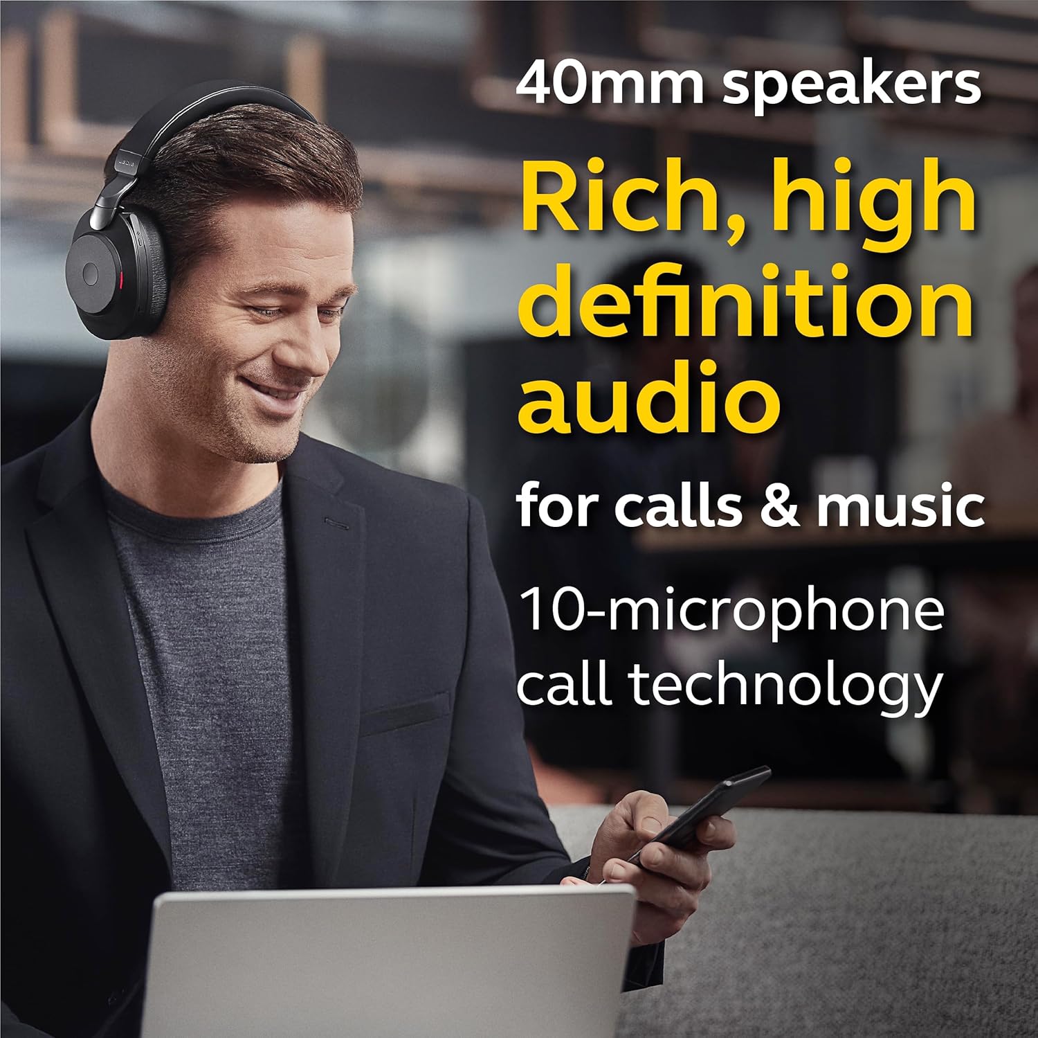 Jabra Evolve2 85 Wireless Over-Ear Headset – ANC, UC/Teams Certified