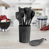 MegaChef Silicone Cooking Utensils, Black, Set Of 12 Utensils