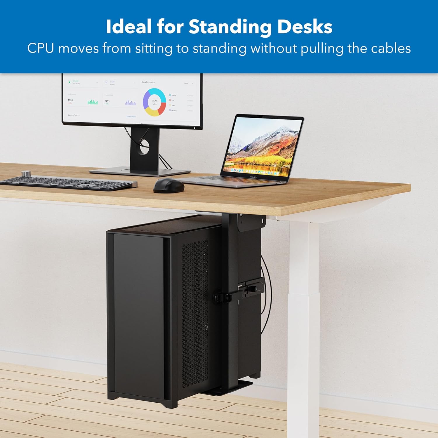 Mount-It! CPU Under Desk Mount Bracket, Rotating Heavy Duty Computer Tower Wall Mount, 360° Swivel Easy Cable Access