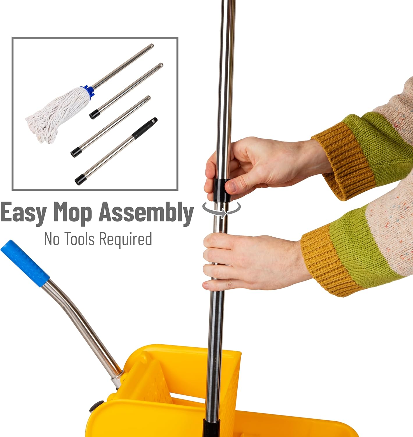 MIND READER Mop Bucket 22 Qt with Upward-Press Wringer