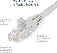 StarTech.com 50ft (15m) CAT6 Ethernet Cable - LSZH (Low Smoke Zero Halogen) - 10 Gigabit 650MHz 100W PoE RJ45 UTP Network Patch Cord Snagless w/Strain Relief - Gray CAT 6, ETL Verified (N6LPATCH50GR)