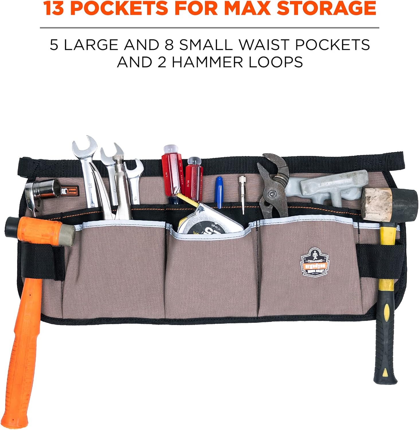 Arsenal 5706 Canvas Waist Tool Apron with 13 Pockets, Gray