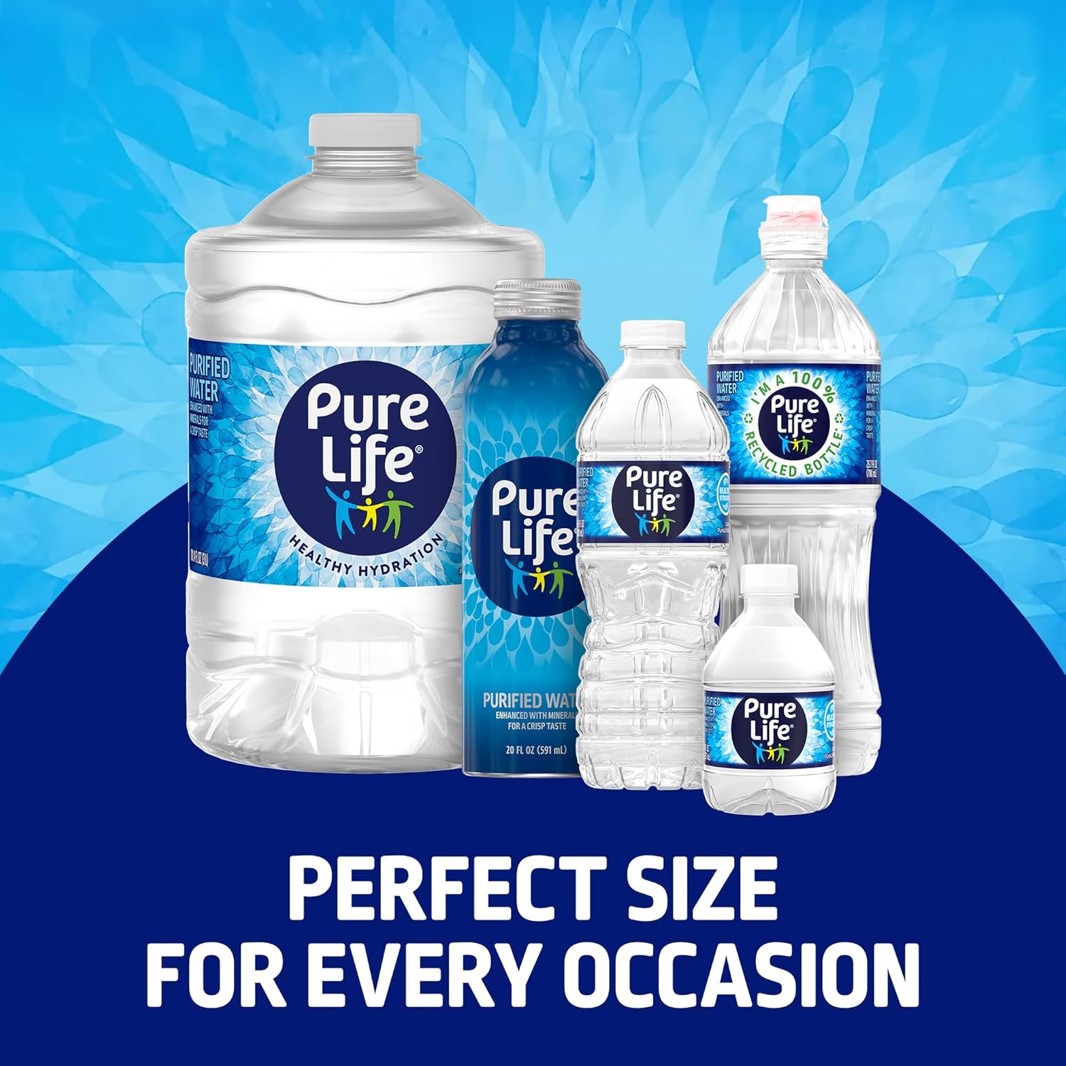 Pure Life Purified Water Bottles, 24 Pack - Still Bottled Water with Added Minerals for a Crisp Taste